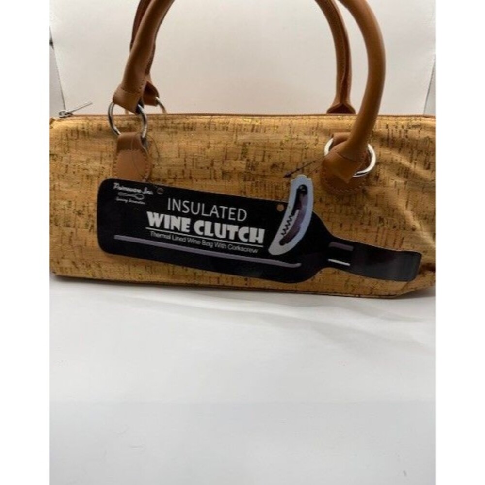 Insulated Wine Clutch Cork Bag Thermal Bottle Carrier w/ Corkscrew Handle